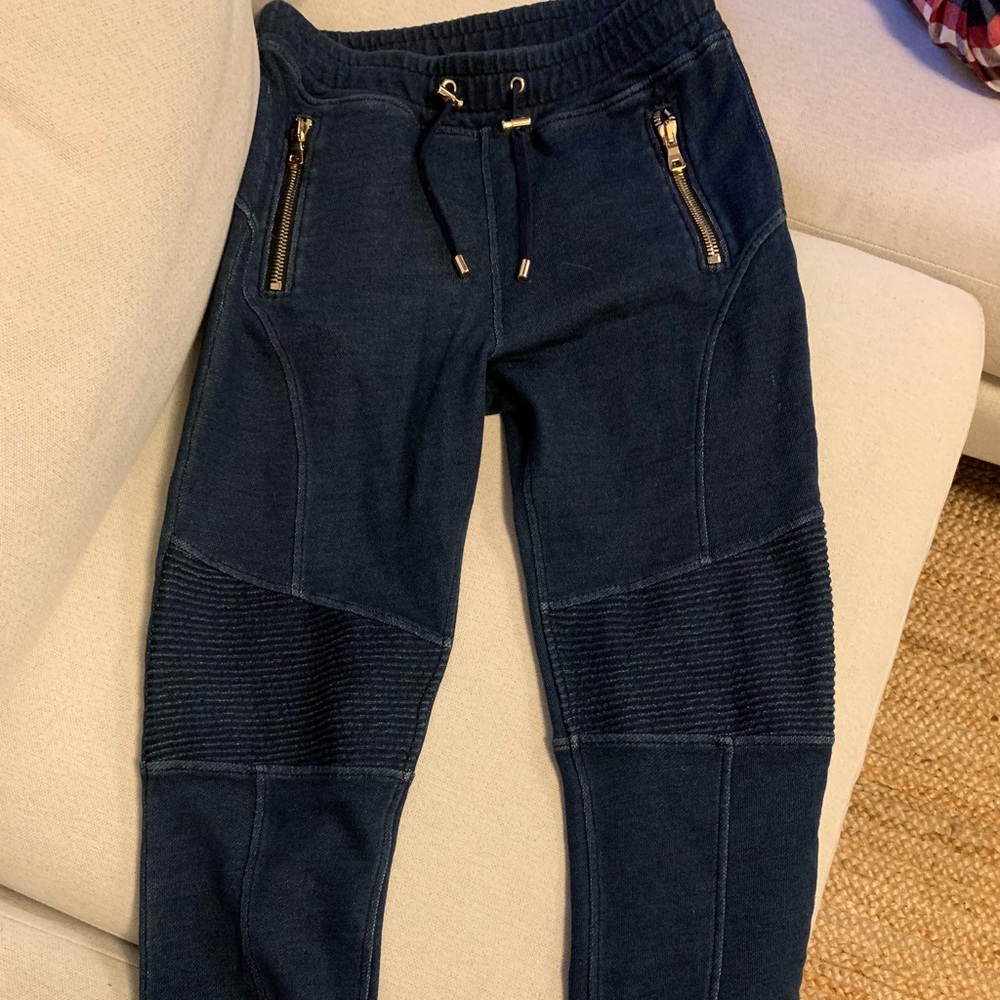 Balmain Denim Knit Moto Joggers